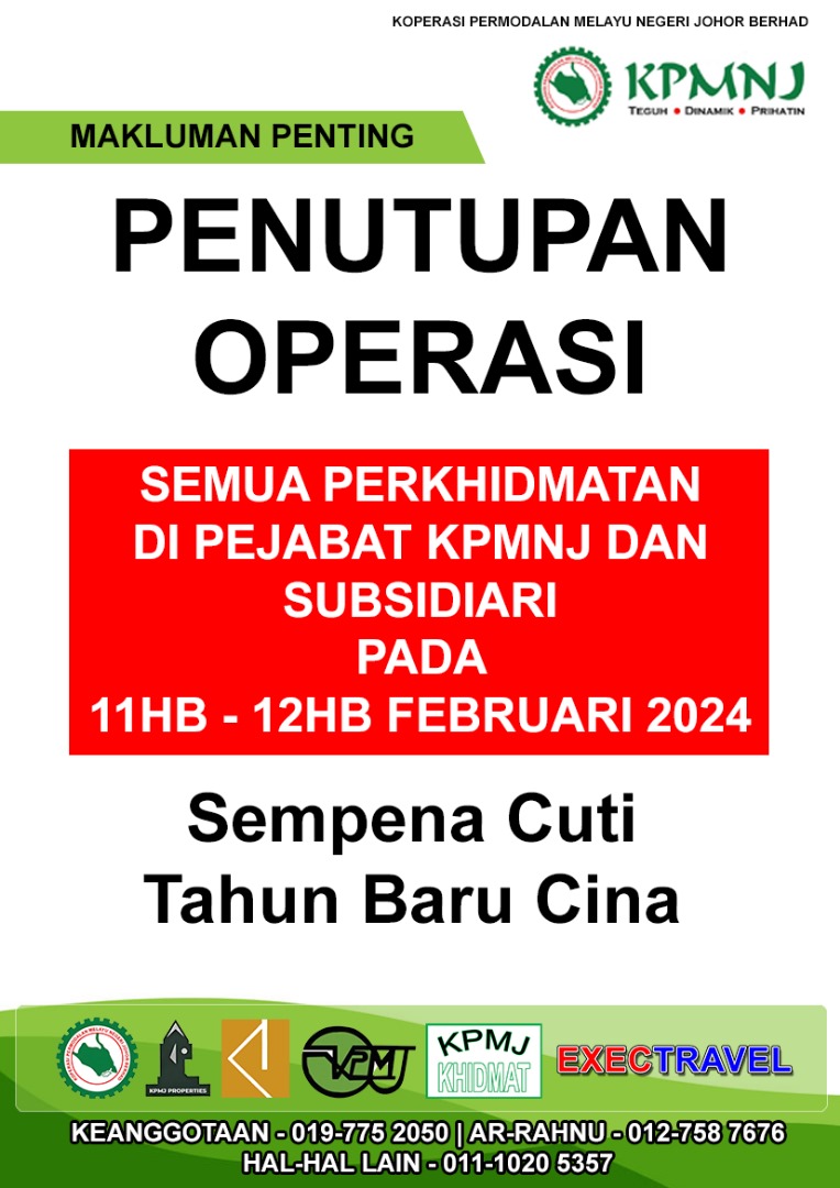 PENUTUPAN OPERASI KPMNJ DAN SUBSIDIARI