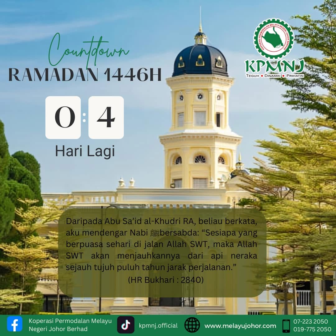 COUNTDOWN RAMADHAN 1446H – 4 Hari Lagi