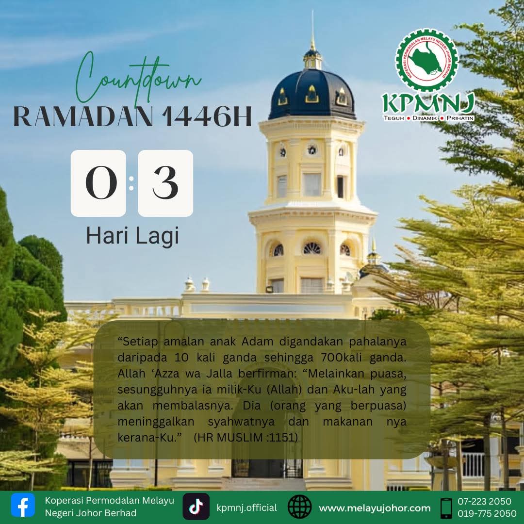 COUNTDOWN RAMADHAN 1446H – 3 Hari Lagi