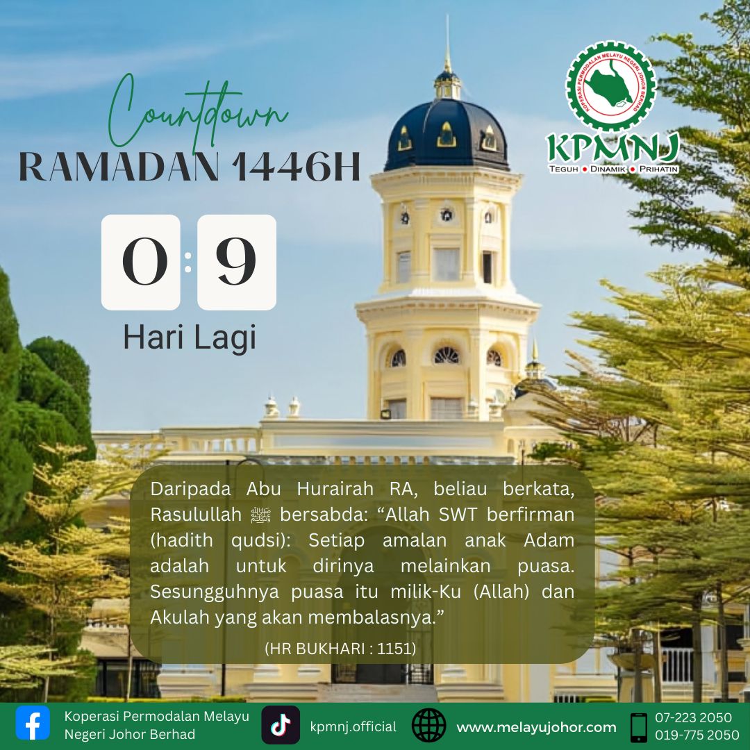 COUNTDOWN RAMADHAN 1446H – 9 Hari Lagi