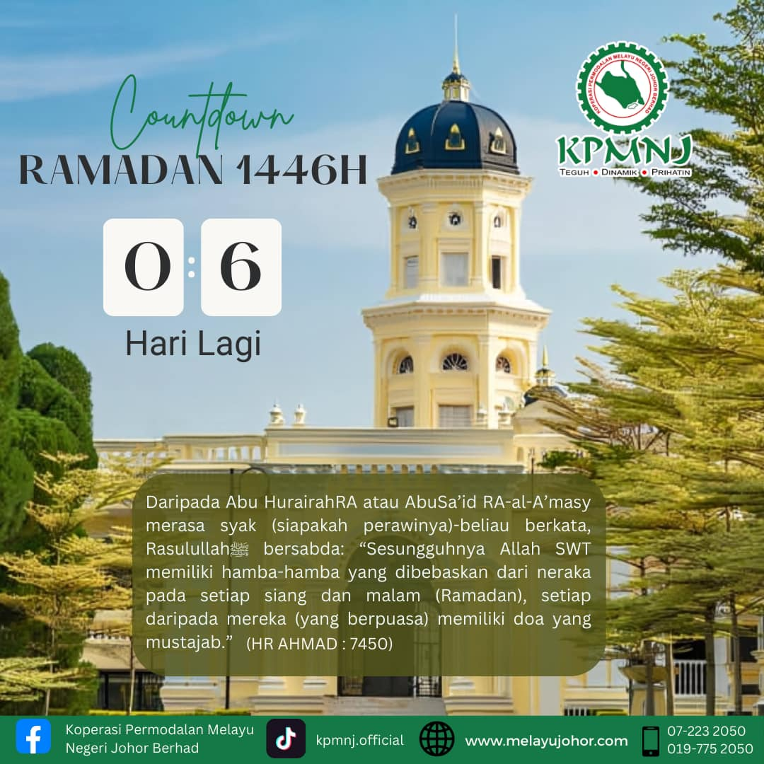 COUNTDOWN RAMADHAN 1446H – 6  Hari Lagi