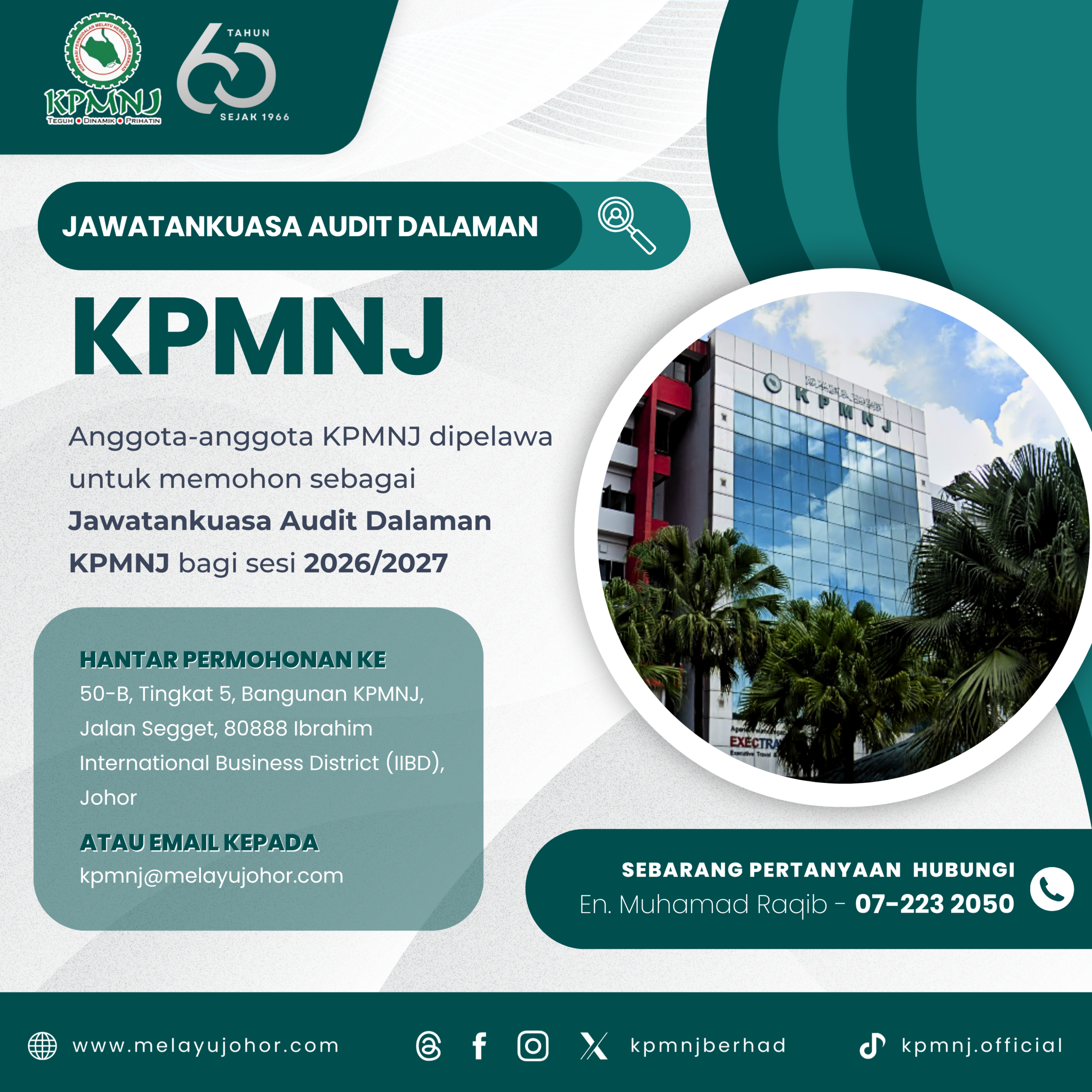 Pelawaan Permohonan Jawatankuasa Audit Dalaman KPMNJ Sesi 2026/2027
